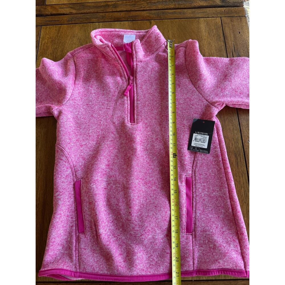 NWT Athletic Works Girls L 10-12 Pink Sweater Fleece 1/4 Zip Pullover - Picture 8 of 10